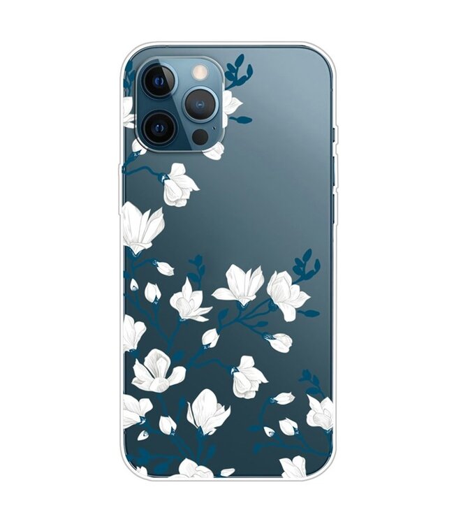 Witte Bloemen TPU Hoesje voor de iPhone 14 Pro