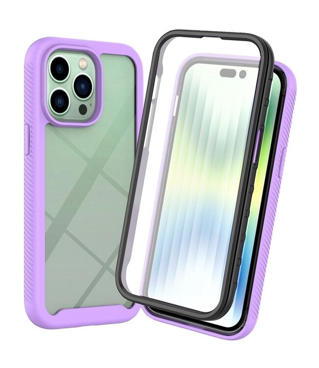 Paars Fullbody Hybrid Hoesje voor de iPhone 14 Pro