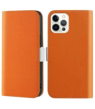 Oranje Litchee Bookcase Hoesje iPhone 14 Pro