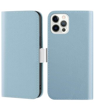 Baby Blauw Litchee Bookcase Hoesje iPhone 14 Pro