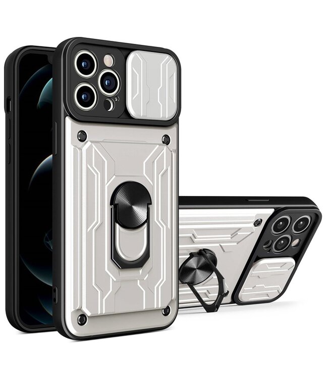 Wit Hybrid Hoesje met Ringstand voor de iPhone 14 Pro