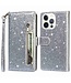 Zilver Glitter Bookcase Hoesje voor de iPhone 14 Pro