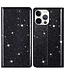 Zwart Glitter Bookcase Hoesje voor de iPhone 14 Pro
