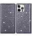 Grijs Glitter Bookcase Hoesje voor de iPhone 14 Pro