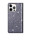 Grijs Glitter Bookcase Hoesje voor de iPhone 14 Pro