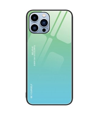 Cyaan / Blauw Gradient Hardcase Hoesje iPhone 14 Pro