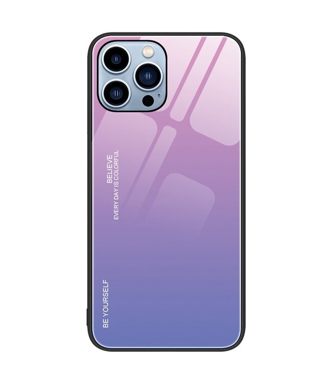 Roze / Paars Gradient Hardcase Hoesje voor de iPhone 14 Pro