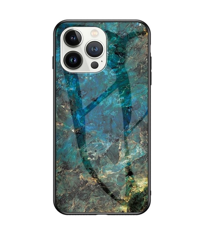 Blauw Marmer Hardcase Hoesje voor de iPhone 14 Pro