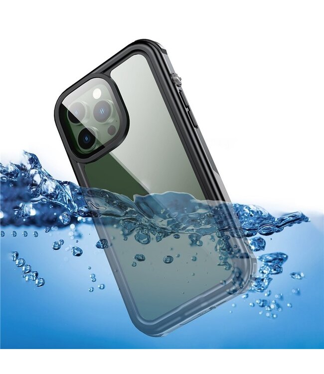 Transparant / Zwart Waterdicht Full Body Hoesje voor de iPhone 14 Pro