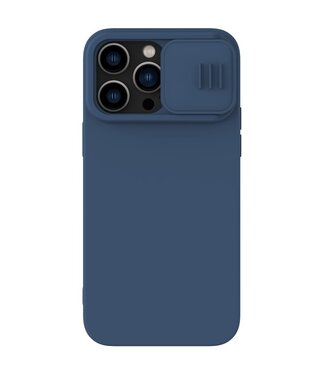 Nillkin Blauw Siliconen Hoesje met Lenscover iPhone 14 Pro