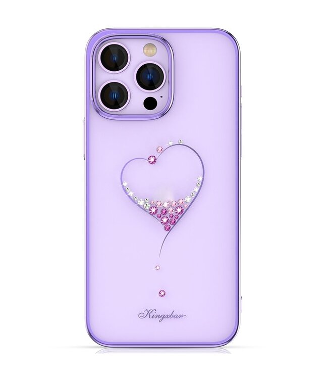 Kingxbar Paars Heart Crystal Hardcase Hoesje voor de iPhone 14 Pro