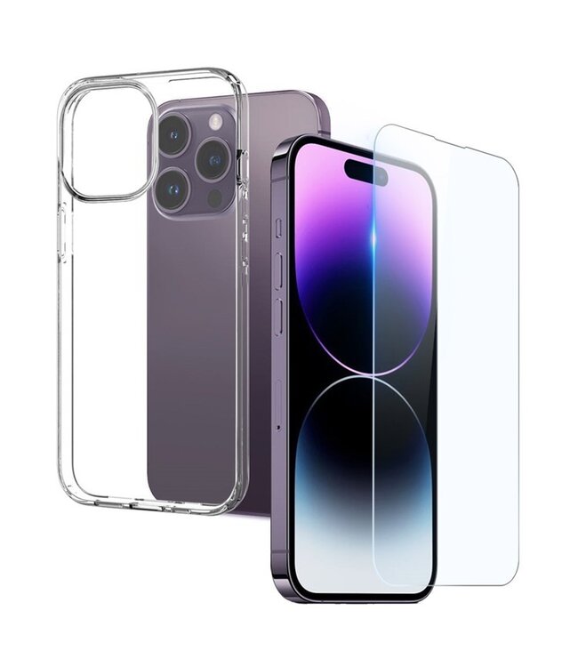 Northjo Transparant Gehard Glas TPU Hoesje voor de iPhone 14 Pro