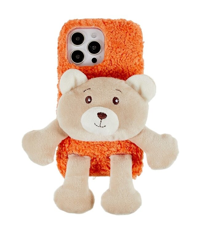 Oranje Pluche Beertje Hoesje voor de iPhone 14 Pro