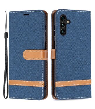Navy Blauw Jeans Bookcase Hoesje Samsung Galaxy A13 (5G) / A04s