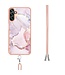 Roze Marmer TPU Hoesje met Koord voor de Samsung Galaxy A13 (5G) / A04s
