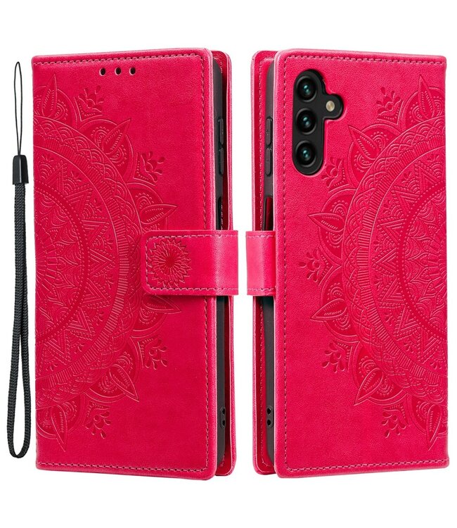 Rood Mandala Bookcase Hoesje voor de Samsung Galaxy A13 (5G) / A04s