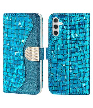 Blauw Krokodillen Bookcase Hoesje Samsung Galaxy A13 (5G) / A04s