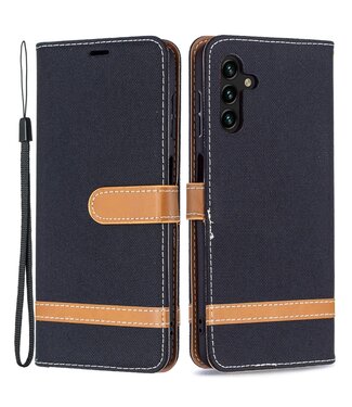 Zwart Jeans Bookcase Hoesje Samsung Galaxy A13 (5G) / A04s