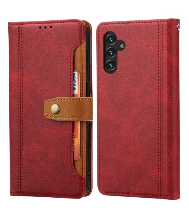 Rood Modern Bookcase Hoesje voor de Samsung Galaxy A13 (5G) / A04s
