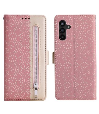 Roze Kant Bookcase Hoesje Samsung Galaxy A13 (5G) / A04s