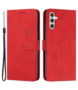 Rood Smile Bookcase Hoesje Samsung Galaxy A13 (5G) / A04s