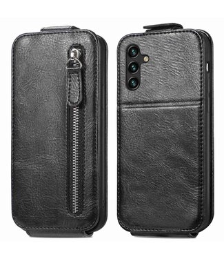 Zwart Stijlvol Flipcase Hoesje met Rits Samsung Galaxy A13 (5G) / A04s