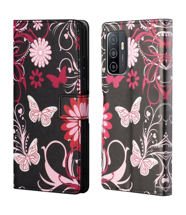 Vlinders en Bloem Bookcase Hoesje voor de Samsung Galaxy A53