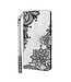 Zwarte Bloemen Bookcase Hoesje voor de Samsung Galaxy A53