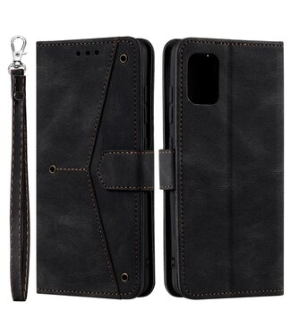 Zwart Splitleer Bookcase Hoesje Samsung Galaxy A53