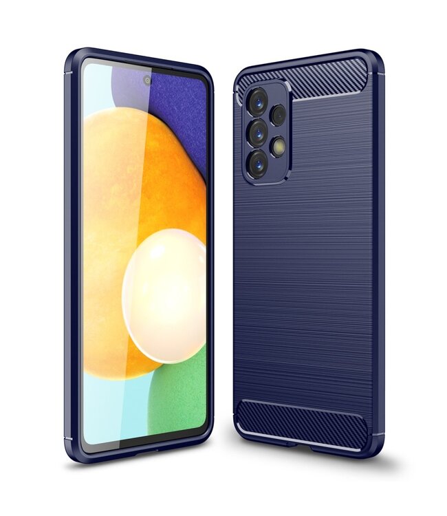 Blauw Carbon Textuur TPU Hoesje voor de Samsung Galaxy A53