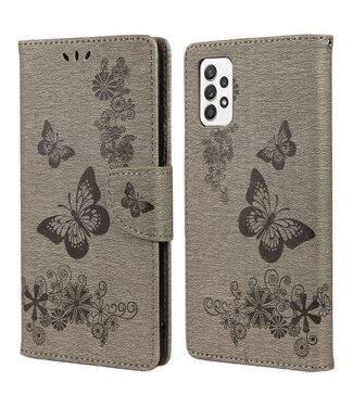 Grijs Vlinder Bookcase Hoesje Samsung Galaxy A53