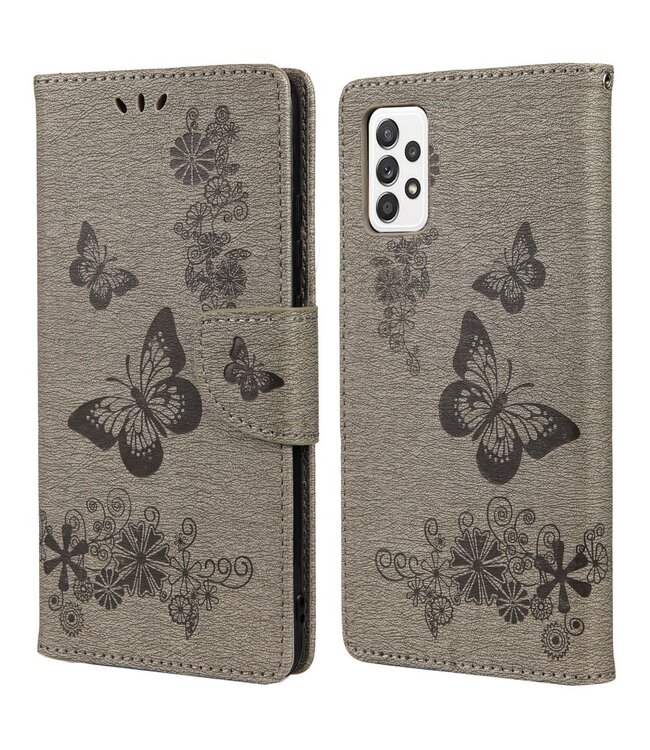 Grijs Vlinder Bookcase Hoesje voor de Samsung Galaxy A53