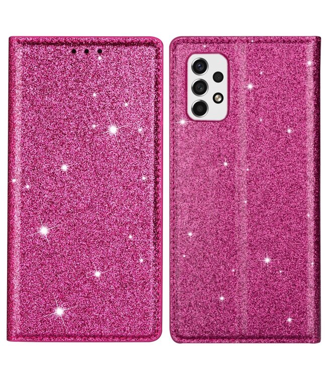 Roze Glitter Bookcase Hoesje voor de Samsung Galaxy A53