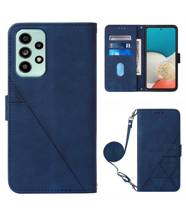 Saffierblauw Bookcase Hoesje met Koord voor de Samsung Galaxy A53