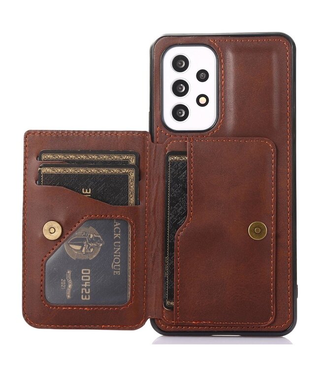 Koffiebruin Pasjeshouder Faux Leder Hoesje voor de Samsung Galaxy A53