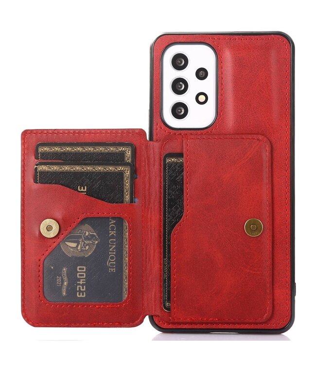 Rood Pasjeshouder Faux Leder Hoesje voor de Samsung Galaxy A53