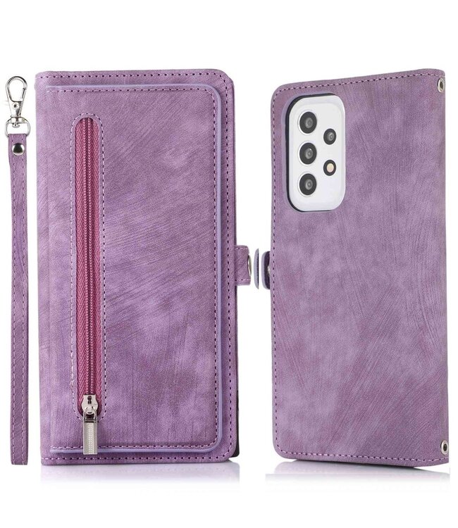 Paars Rits Bookcase Hoesje voor de Samsung Galaxy A53