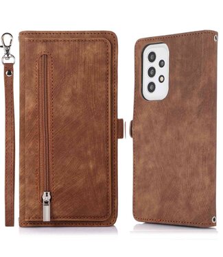 Bruin Rits Bookcase Hoesje Samsung Galaxy A53