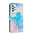 Blauw / Roze Marmer Bookcase Hoesje voor de Samsung Galaxy A53