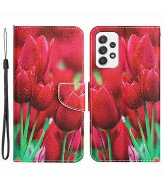 Rode Tulpen Bookcase Hoesje Samsung Galaxy A53