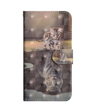 Kitten en Water Reflectie Bookcase Hoesje Samsung Galaxy S10