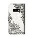 Zwart / Wit Bloemen Bookcase Hoesje voor de Samsung Galaxy S10e