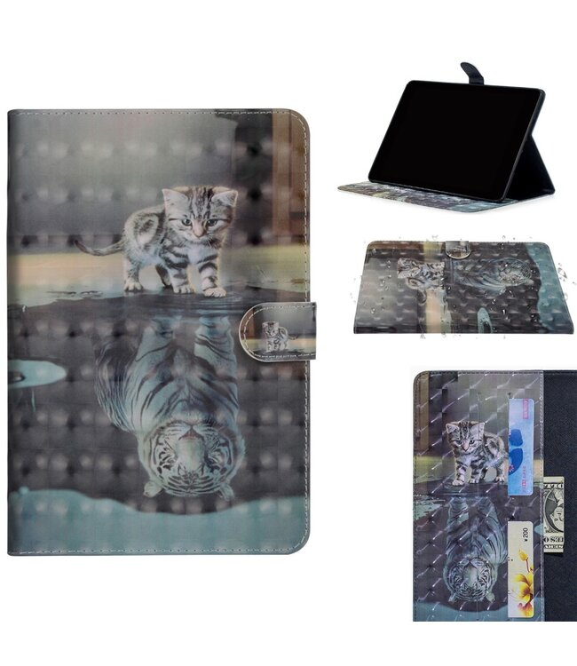 Kitten en Tijger Reflectie Bookcase Hoesje voor de Samsung Galaxy Tab A 10.1 (2019)