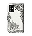 Zwart / Wit Bloemen Bookcase Hoesje voor de Samsung Galaxy A71