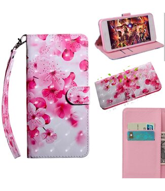 Roze Bloemen Bookcase Hoesje Samsung Galaxy S21