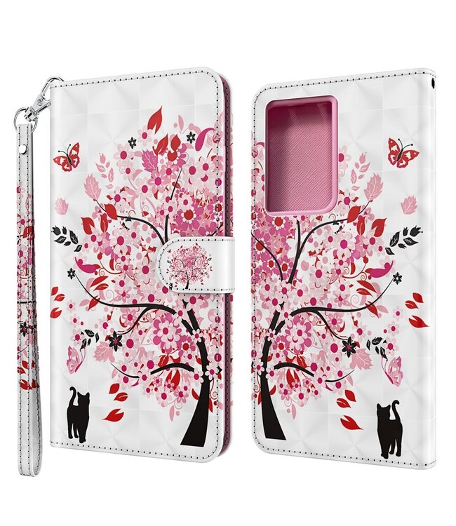 Roze Boom Bookcase Hoesje voor de Samsung Galaxy S21 Ultra