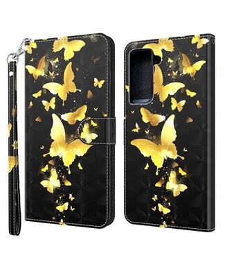 Gouden Vlinders Bookcase Hoesje Samsung Galaxy S21 Plus