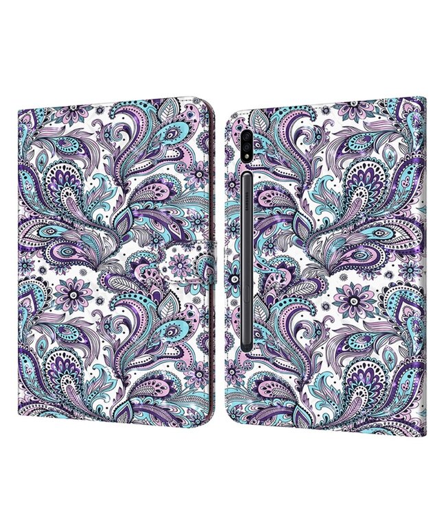 Bloemen Bookcase Hoesje voor de Samsung Galaxy Tab S7