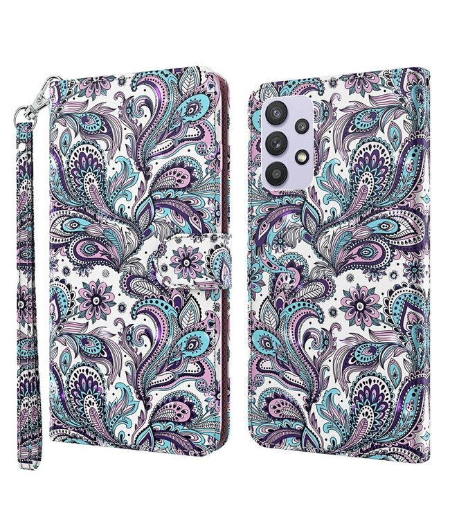 Bloemen Bookcase Hoesje voor de Samsung Galaxy A32 5G / M32 5G