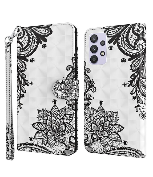 Bloemen Bookcase Hoesje voor de Samsung Galaxy A32 5G / M32 5G